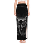 Black And White Eagle Print High Slit Maxi Skirt