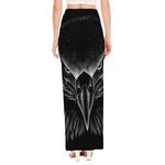 Black And White Eagle Print High Slit Maxi Skirt