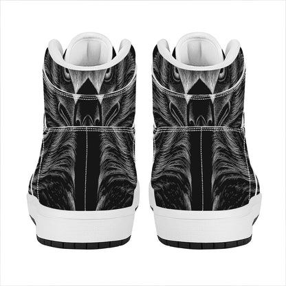 Black And White Eagle Print High Top Leather Sneakers