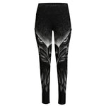 Black And White Eagle Print High-Waisted Pocket Leggings