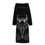 Black And White Eagle Print Hooded Bathrobe