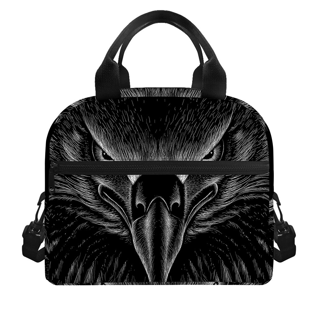 Black And White Eagle Print Insulated Lunch Bag