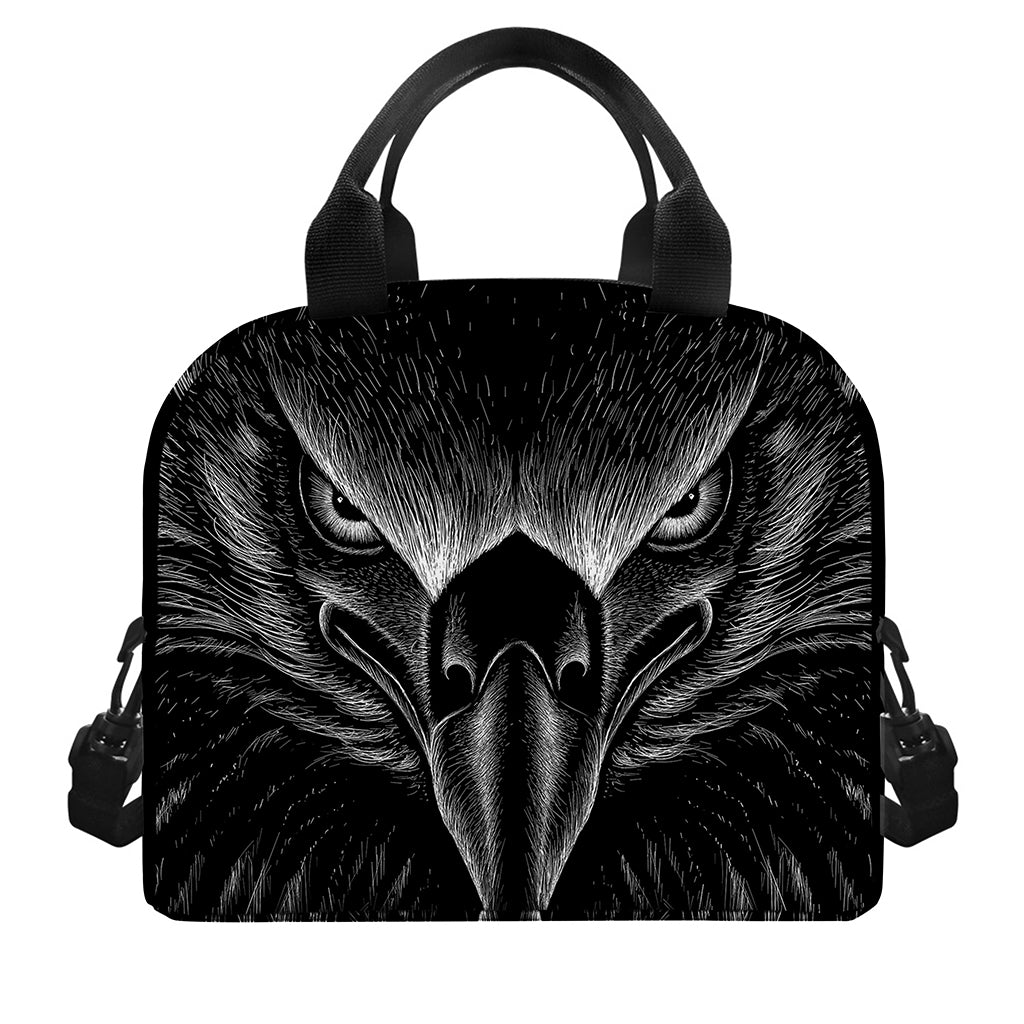 Black And White Eagle Print Insulated Lunch Bag