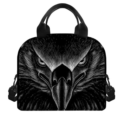 Black And White Eagle Print Insulated Lunch Bag