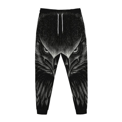 Black And White Eagle Print Jogger Pants