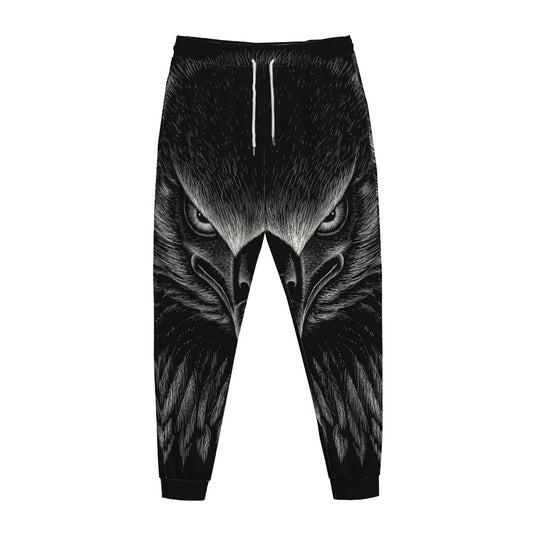 Black And White Eagle Print Jogger Pants