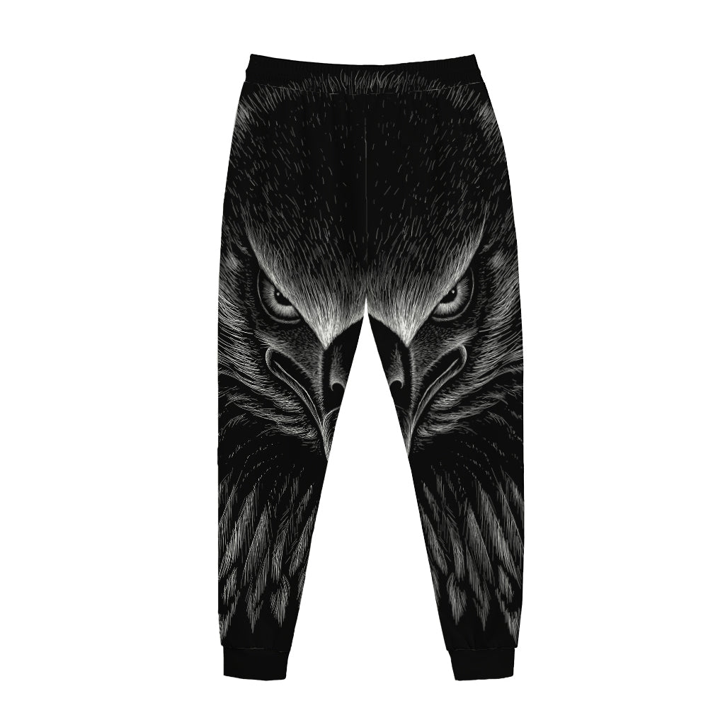 Black And White Eagle Print Jogger Pants