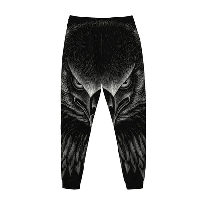 Black And White Eagle Print Jogger Pants