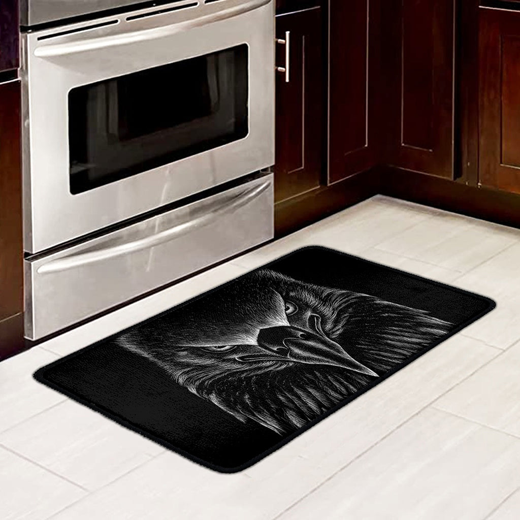 Black And White Eagle Print Kitchen Mat
