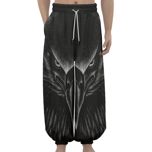 Black And White Eagle Print Lantern Pants