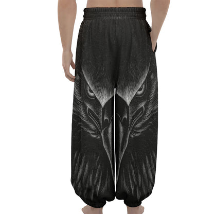 Black And White Eagle Print Lantern Pants