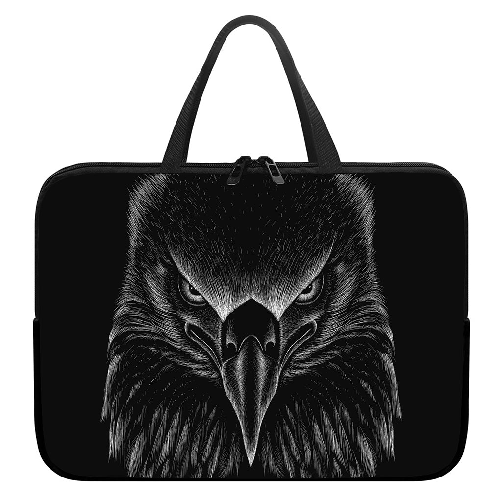 Black And White Eagle Print Laptop Sleeve With Handle