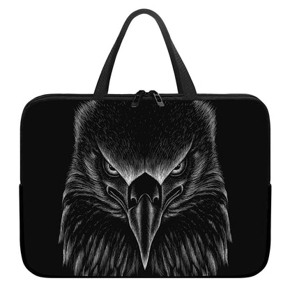 Black And White Eagle Print Laptop Sleeve With Handle