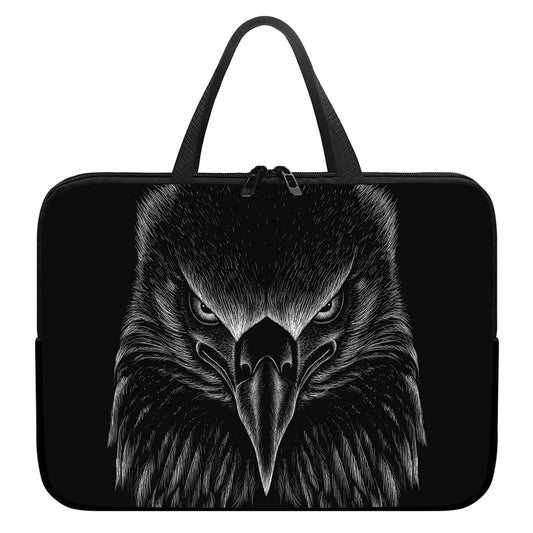 Black And White Eagle Print Laptop Sleeve With Handle