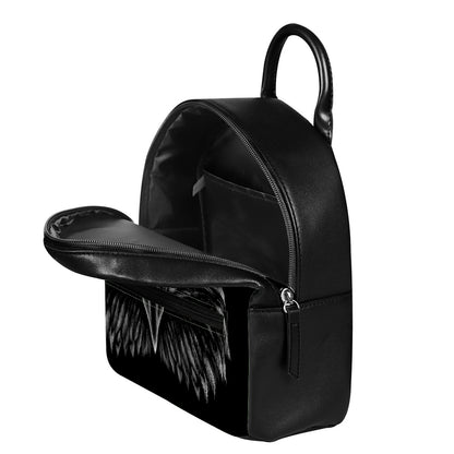 Black And White Eagle Print Leather Backpack