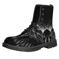 Black And White Eagle Print Lace-Up Boots