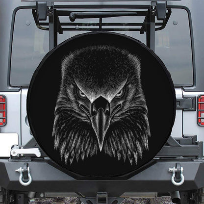 Black And White Eagle Print Leather Spare Tire Cover