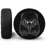 Black And White Eagle Print Leather Spare Tire Cover