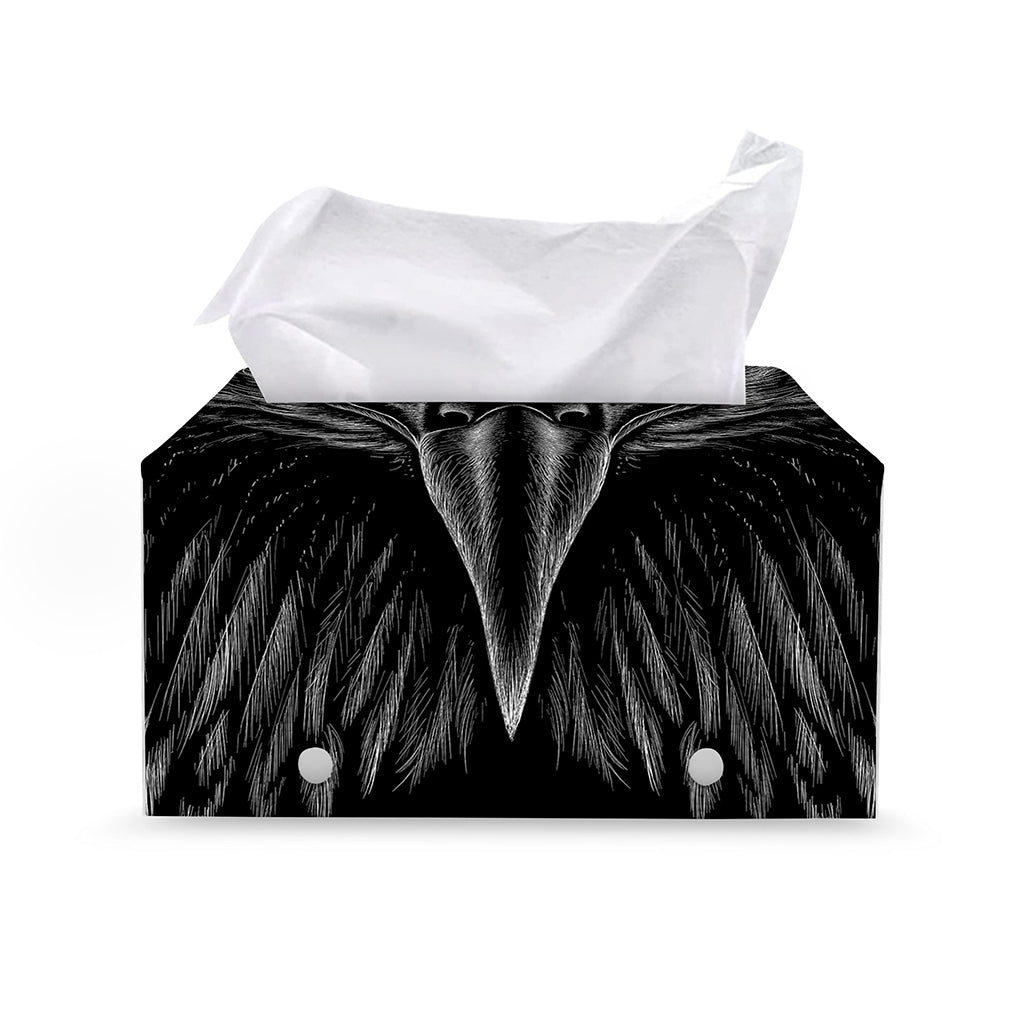 Black And White Eagle Print Leather Tissue Box Cover