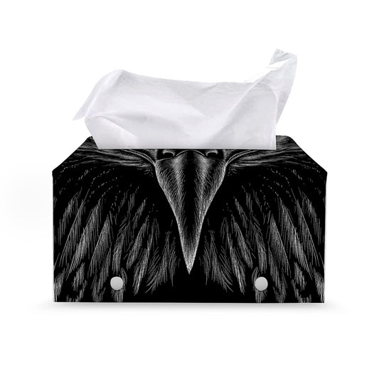 Black And White Eagle Print Leather Tissue Box Cover