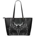 Black And White Eagle Print Leather Tote Bag With Zipper