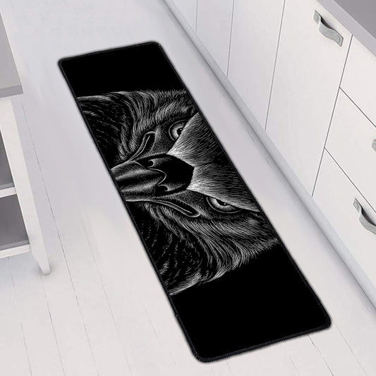Black And White Eagle Print Long Kitchen Mat