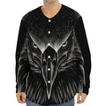 Black And White Eagle Print Long Sleeve Baseball Jersey