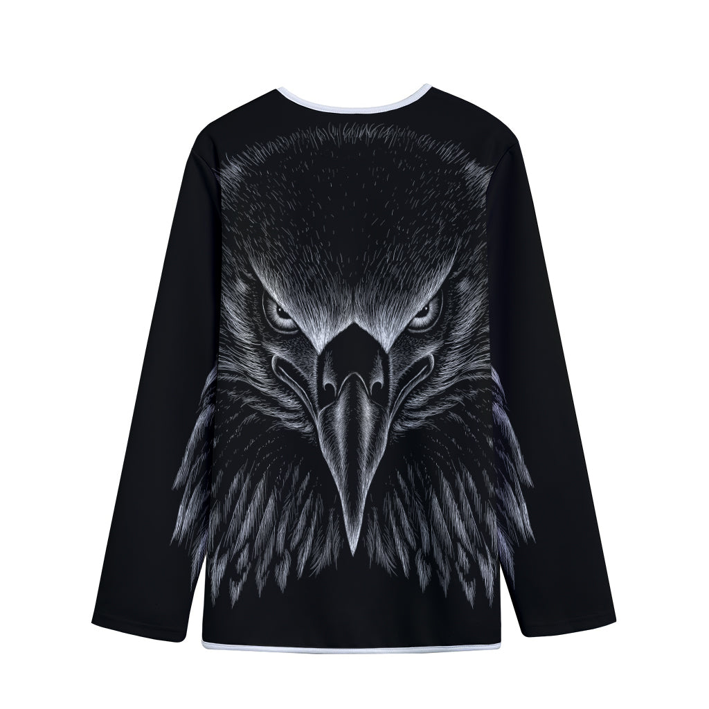 Black And White Eagle Print Long Sleeve Short Coat
