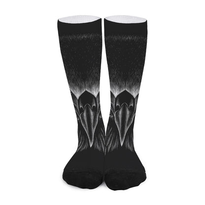 Black And White Eagle Print Long Socks