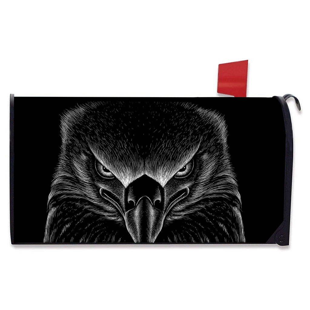 Black And White Eagle Print Mailbox Cover