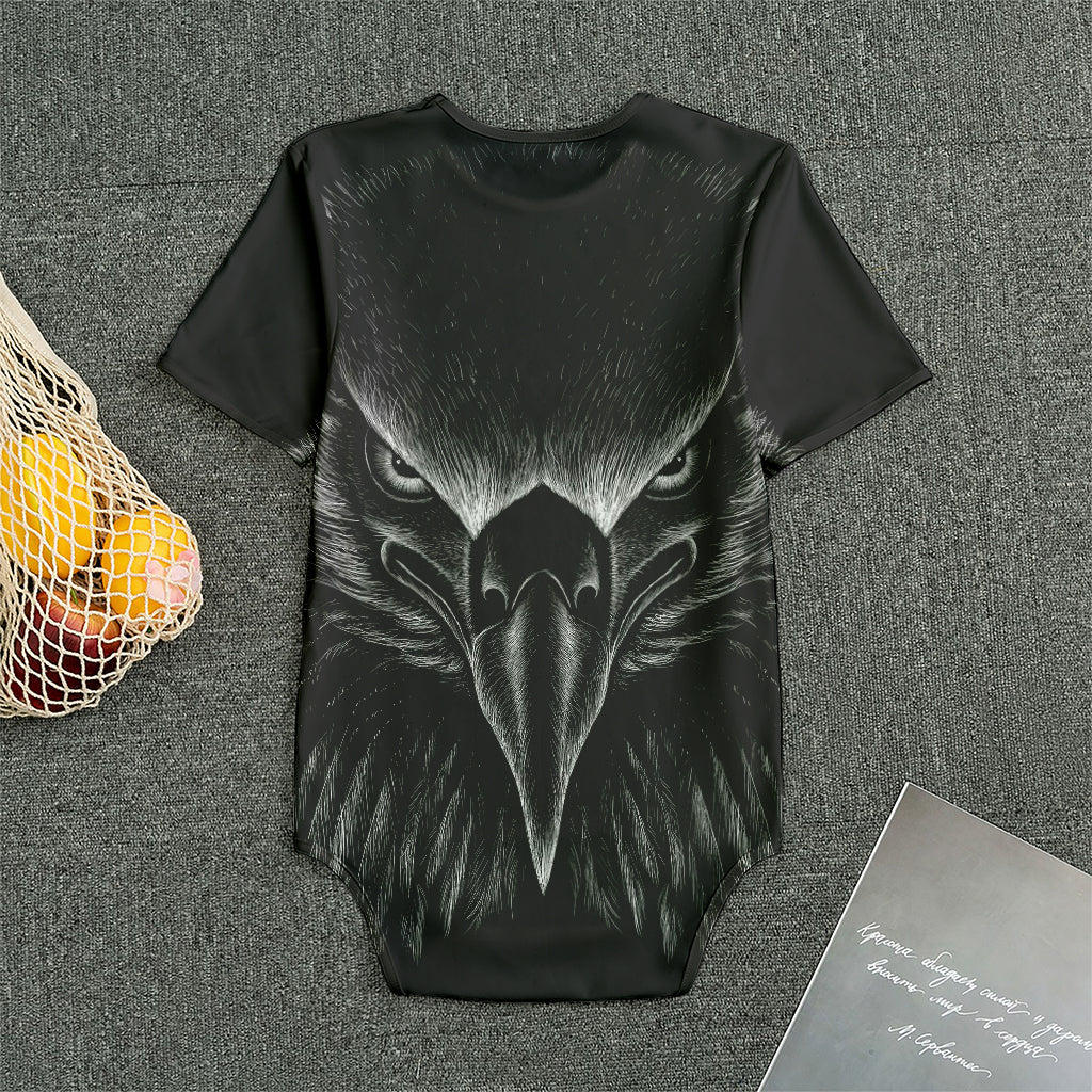 Black And White Eagle Print Men's Bodysuit