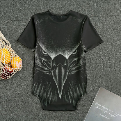 Black And White Eagle Print Men's Bodysuit
