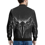 Black And White Eagle Print Men's Bomber Jacket