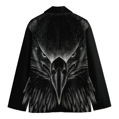 Black And White Eagle Print Men's Cotton Blazer