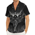 Black And White Eagle Print Men's Deep V-Neck Shirt