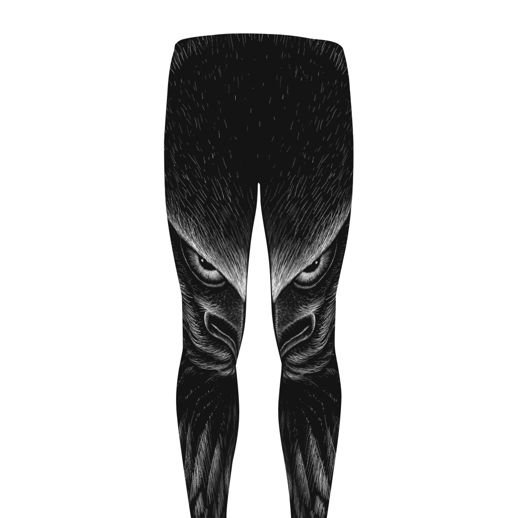 Black And White Eagle Print Men's leggings
