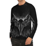 Black And White Eagle Print Men's Long Sleeve Rash Guard