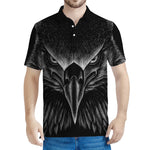 Black And White Eagle Print Men's Polo Shirt