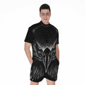 Black And White Eagle Print Men's Romper