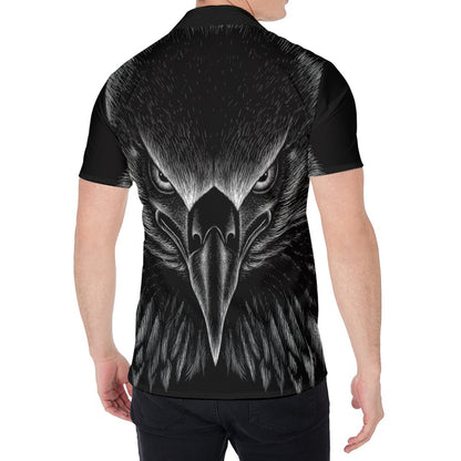 Black And White Eagle Print Men's Shirt