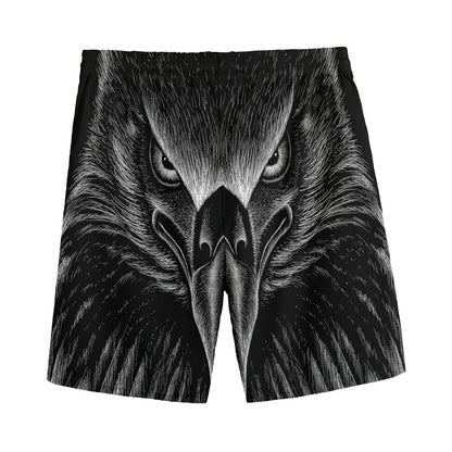 Black And White Eagle Print Men's Sports Shorts