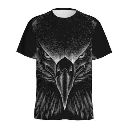 Black And White Eagle Print Men's Sports T-Shirt