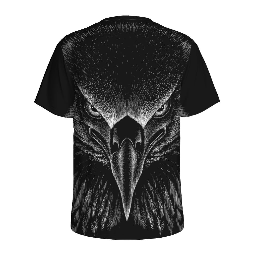 Black And White Eagle Print Men's Sports T-Shirt
