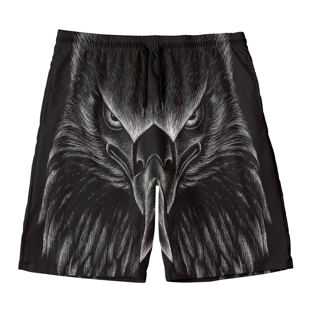 Black And White Eagle Print Men's Swim Trunks