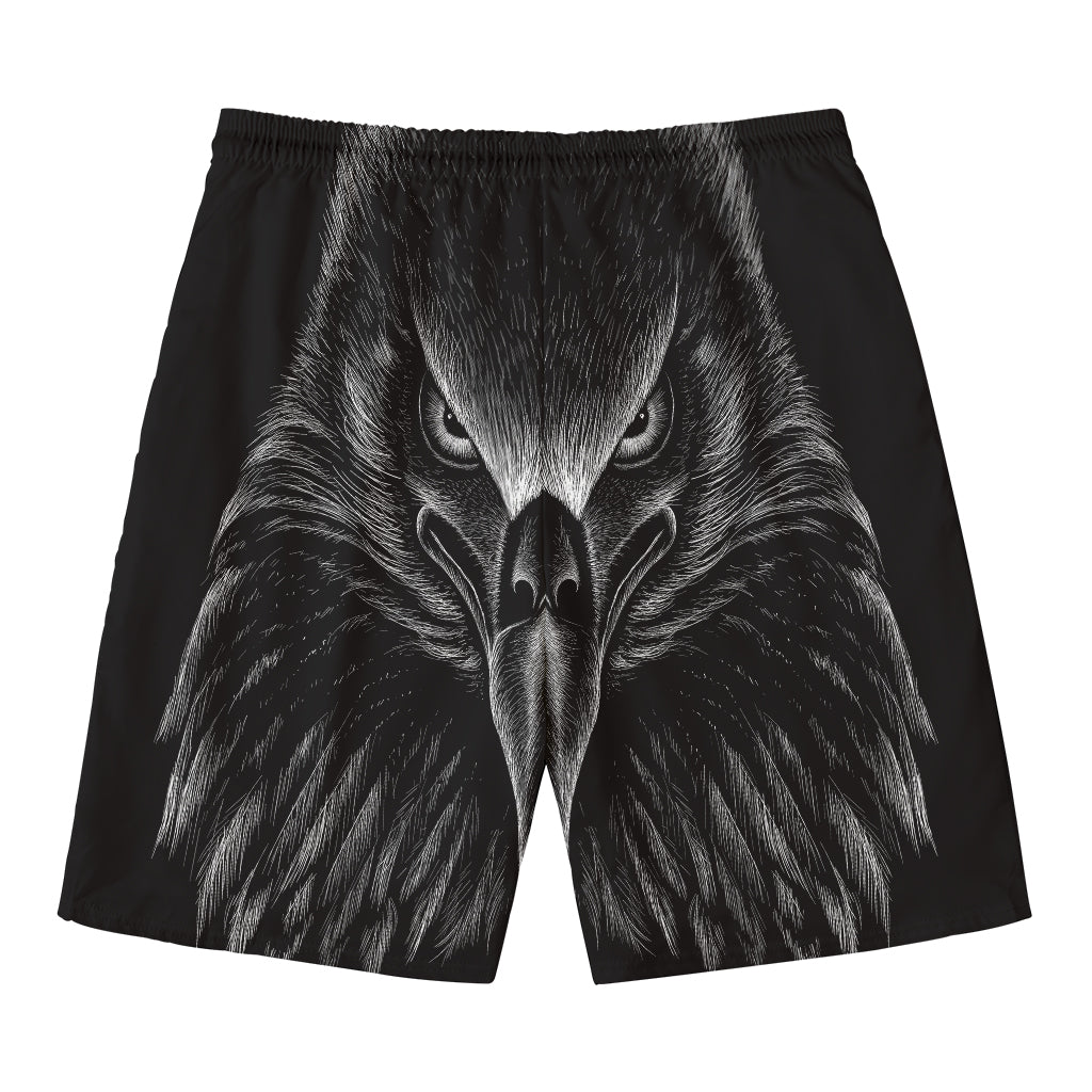 Black And White Eagle Print Men's Swim Trunks