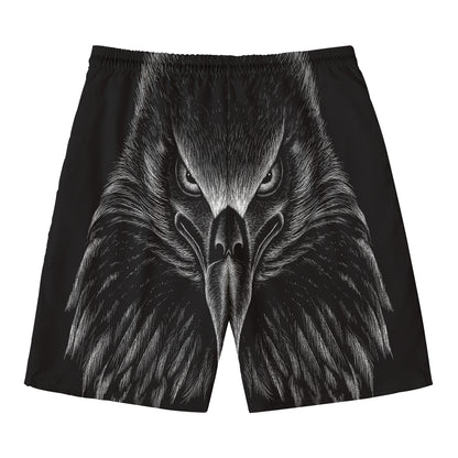Black And White Eagle Print Men's Swim Trunks