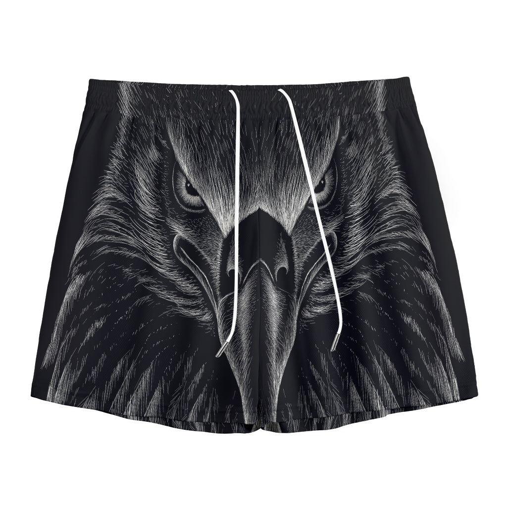 Black And White Eagle Print Mesh Shorts