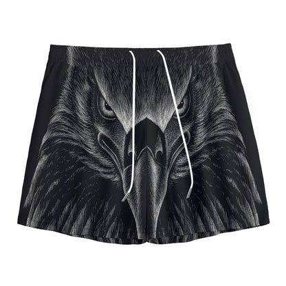 Black And White Eagle Print Mesh Shorts