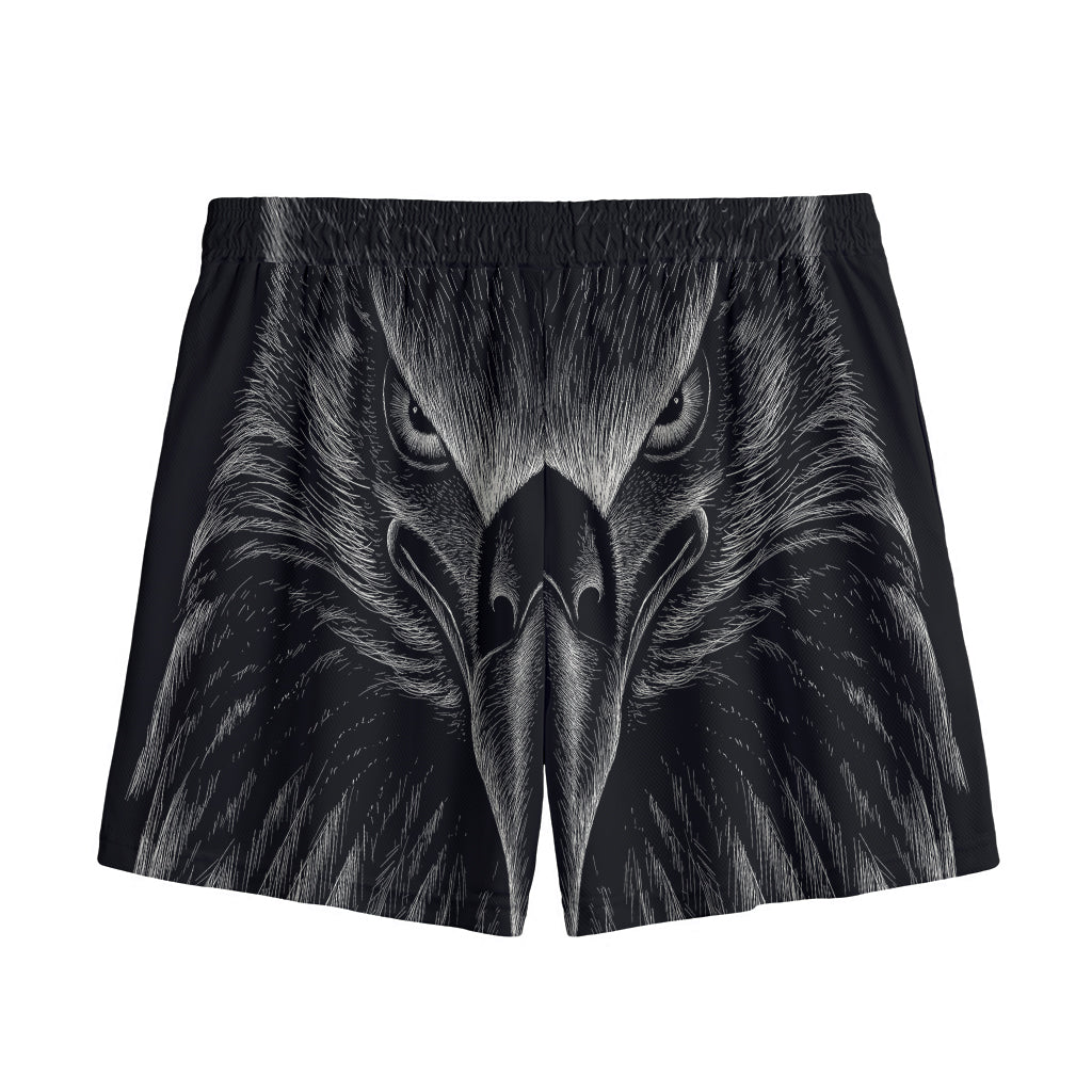 Black And White Eagle Print Mesh Shorts