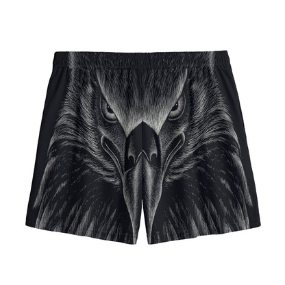 Black And White Eagle Print Mesh Shorts